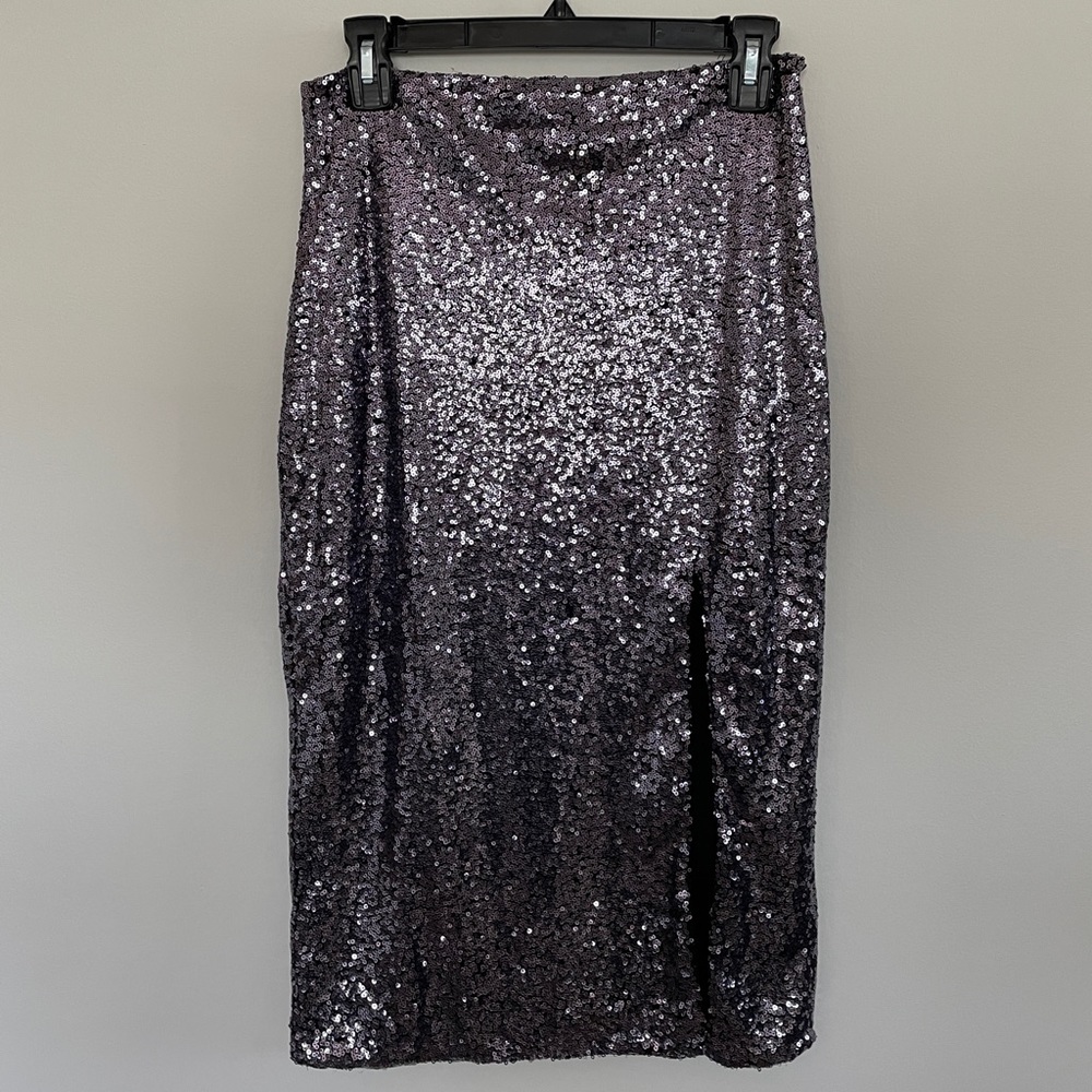 Purple sequin skirt with slit